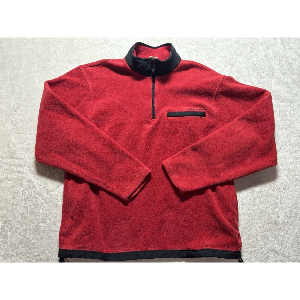 Vintage Old Navy Long Sleeve Fleece Quarter Zip Zipper Pocket Size XL Red